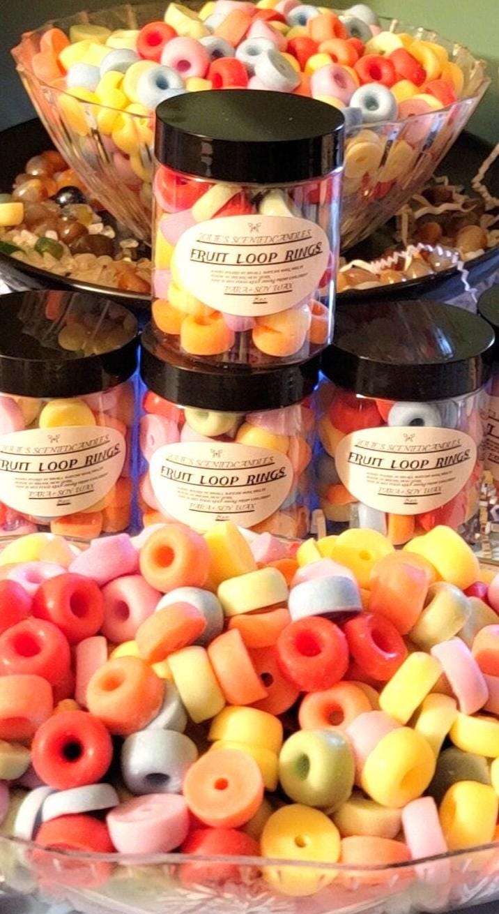 Fruit Loops Wax Melts Soy Wax Embeds | Fruity Cereal Scent for Warmers & Candles | Realistic Breakfast Fragrance | Handmade Cereal Wax Melts