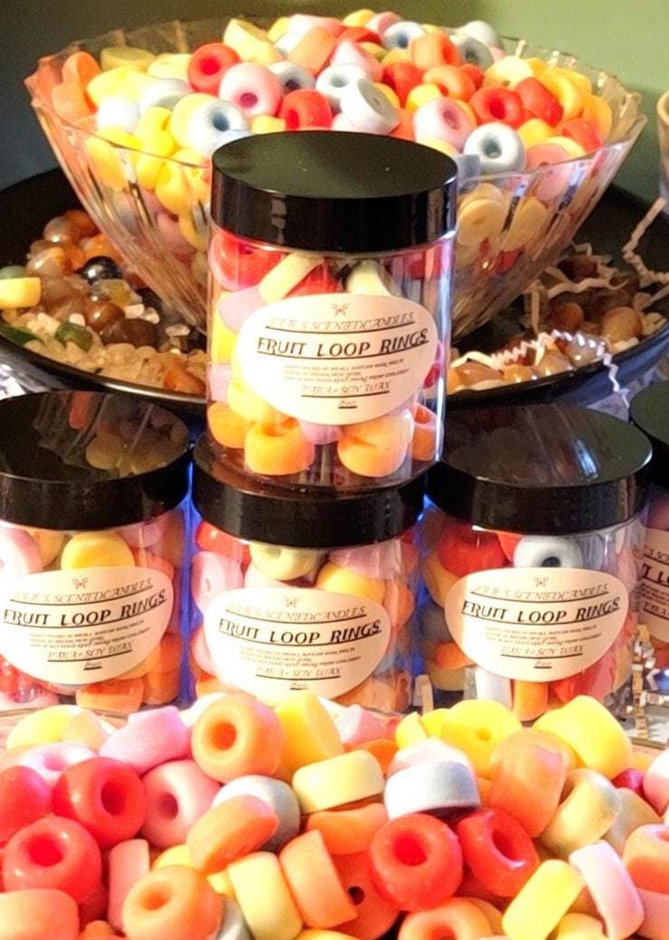 Fruit Loops Wax Melts Soy Wax Embeds | Fruity Cereal Scent for Warmers & Candles | Realistic Breakfast Fragrance | Handmade Cereal Wax Melts