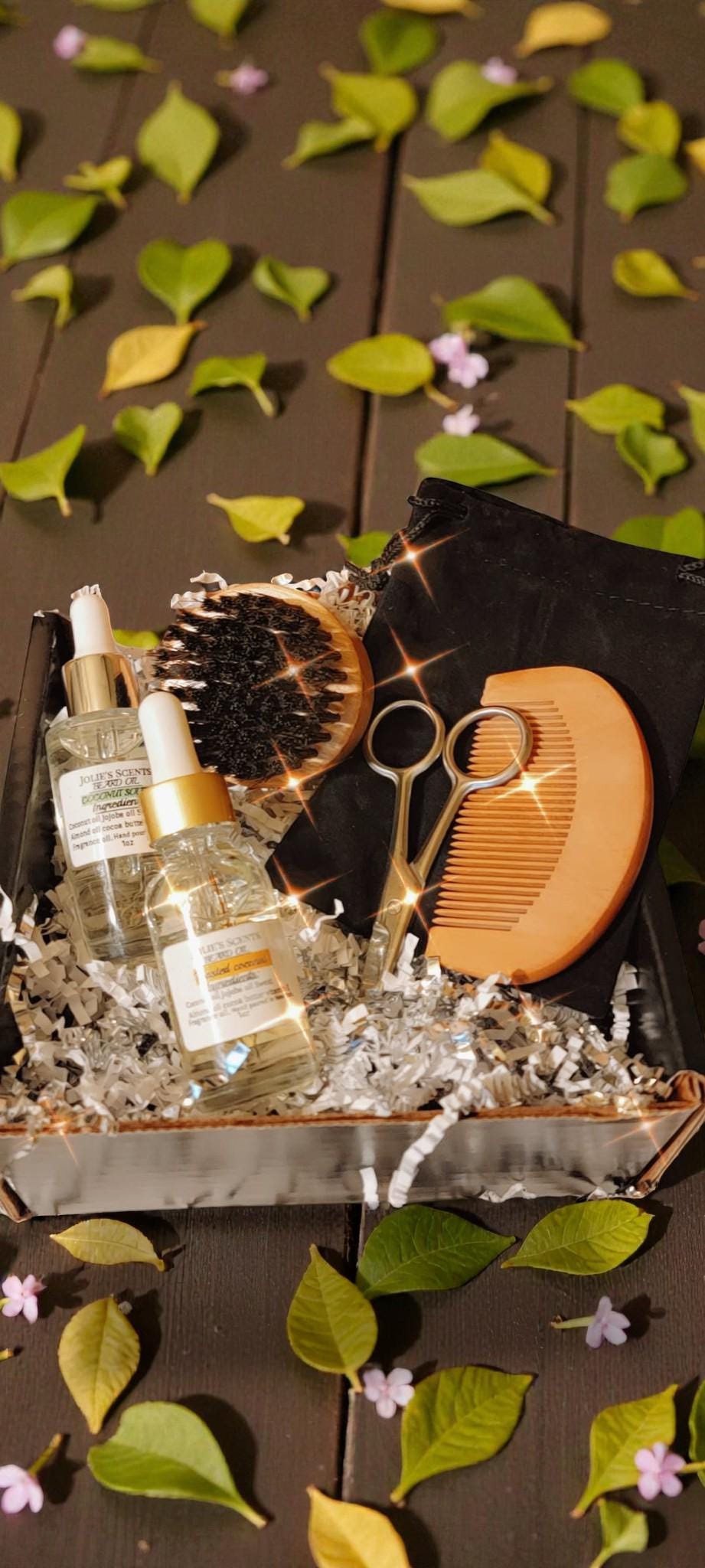 Natural Beard Oil Grooming Gift Set | Vitamin E & Jojoba Oil, Comb Included - Perfect for Him!