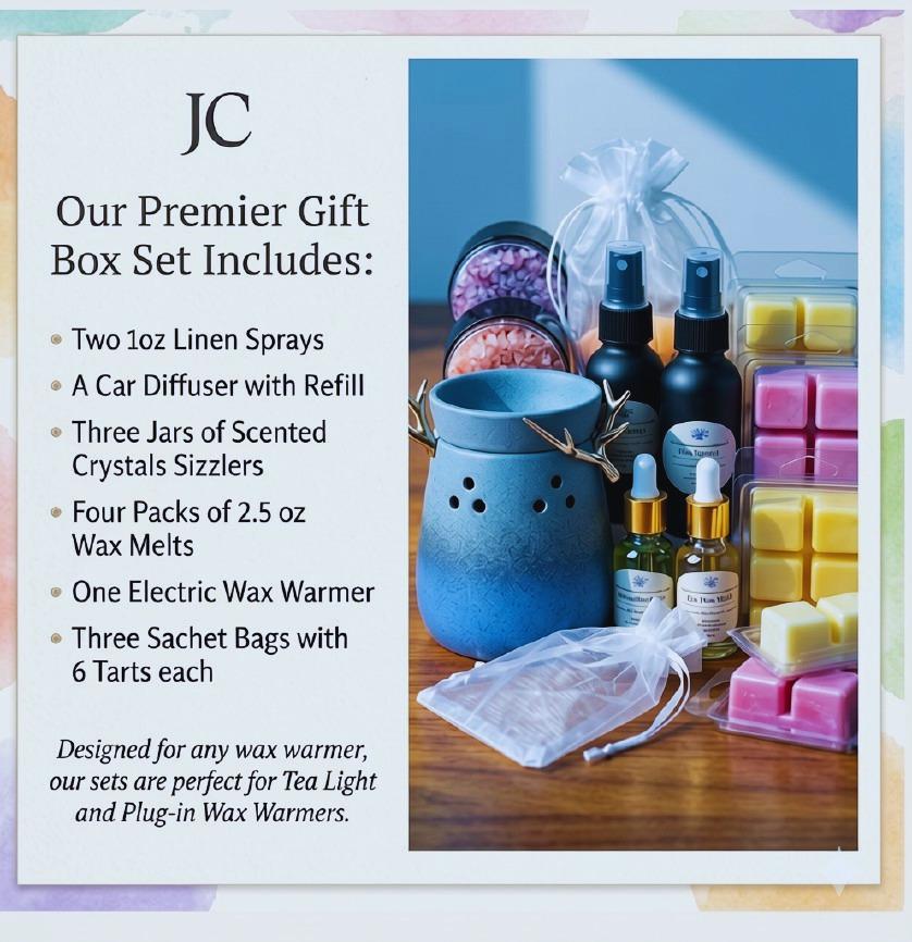 Soy Wax Melts Gift Set with Electric Wax Warmer, Hand-Poured, Long-Lasting